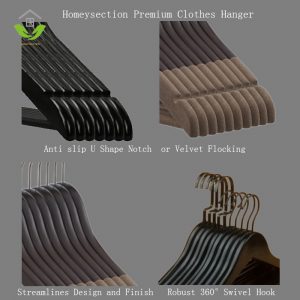 HSWDT66007 Antislip Velvet Wood Clothes Hanger, Suit Hanger with antislip u-notch and velvet HSWDT66007 Antislip Velvet Wood Clothes Hanger, Suit Hanger with antislip u-notch and velvet