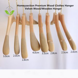 HSWDT283016 Velvet Wood Coat Hanger, Suit Hanger, Natural