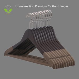 HSWDT66007 Antislip Velvet Wood Clothes Hanger,Suit Hanger,Black