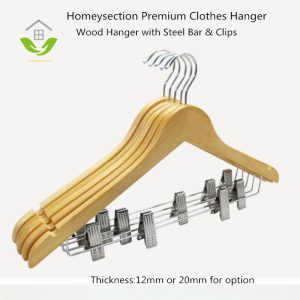 HSWDTC30002 Wood Hanger with Steel Bar, Clips,Original for Hotel and Fashion Boutique